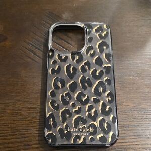 Kate Spade Leopard Print Phone Case - Black and Gold iPhone 13 Pro